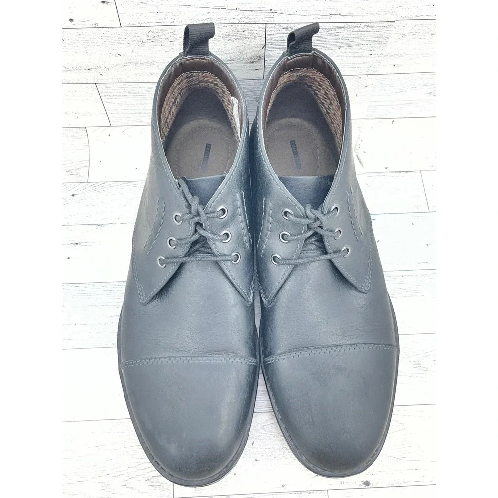 Clarks Men Black Leather Cap Toe Chukka Boots Size 9.5 M